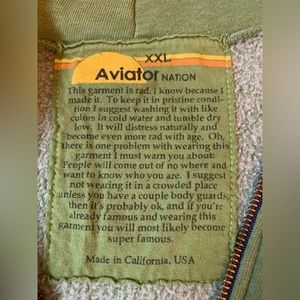 Aviator Nation Olive Green Lightning “Bolt Hoodie” size XXL